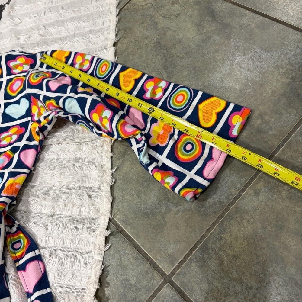Vtg Aegean Apparel Robe Multicolor Heart Florals Terrycloth Cotton Belted Retro - Picture 10 of 16